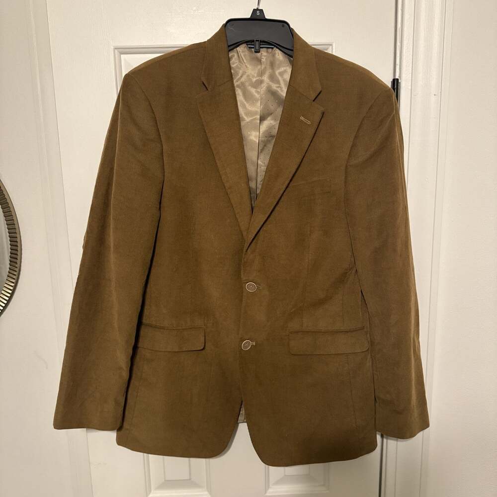 Tommy Hilfiger Modern Fit Corduroy Sport Coat Blazer Mens 38R Khaki Brown
